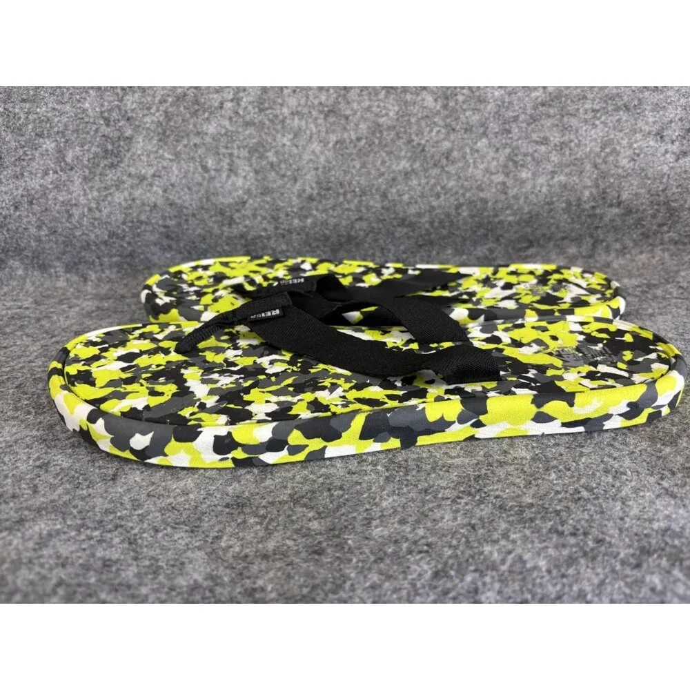 REI‎ Sandals Mens Size 13 Camo Flip Flops Black Neon Green Recycled